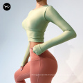 New Arrival Custom Logo Woman  Sports Wear Long Sleeve Shirts Fitness Yoga Tops Gym